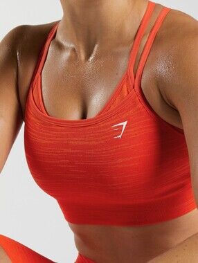 Gymshark Adapt Marl Seamless Sports Bra in Zesty Orange, Medium (C9)